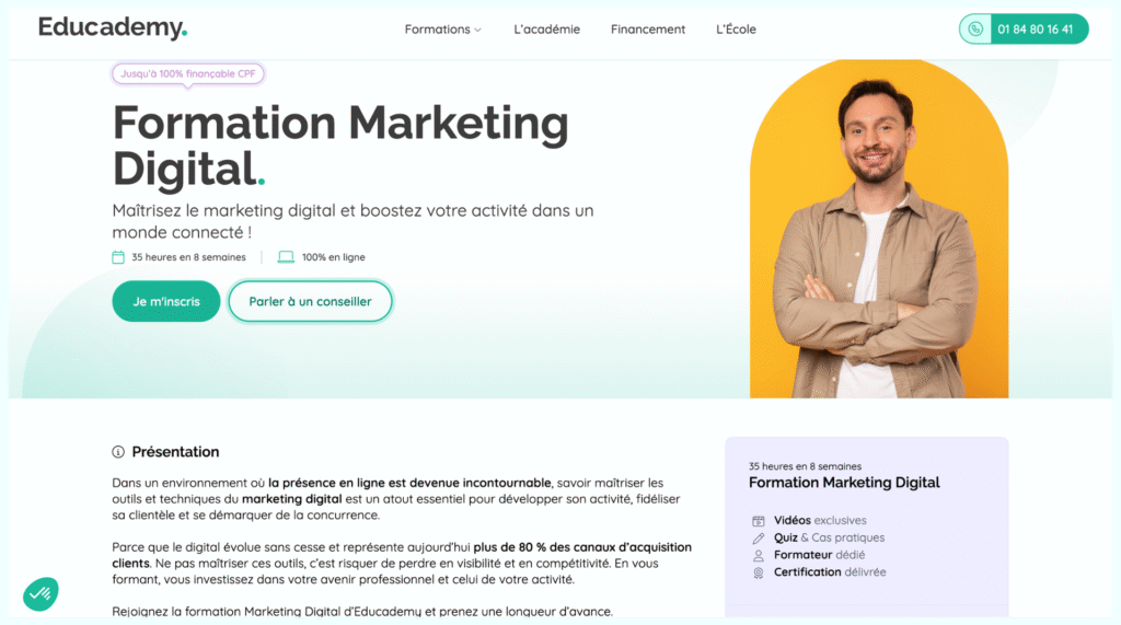 Top 8 des meilleures formations en marketing digital 2026 : Comparatif