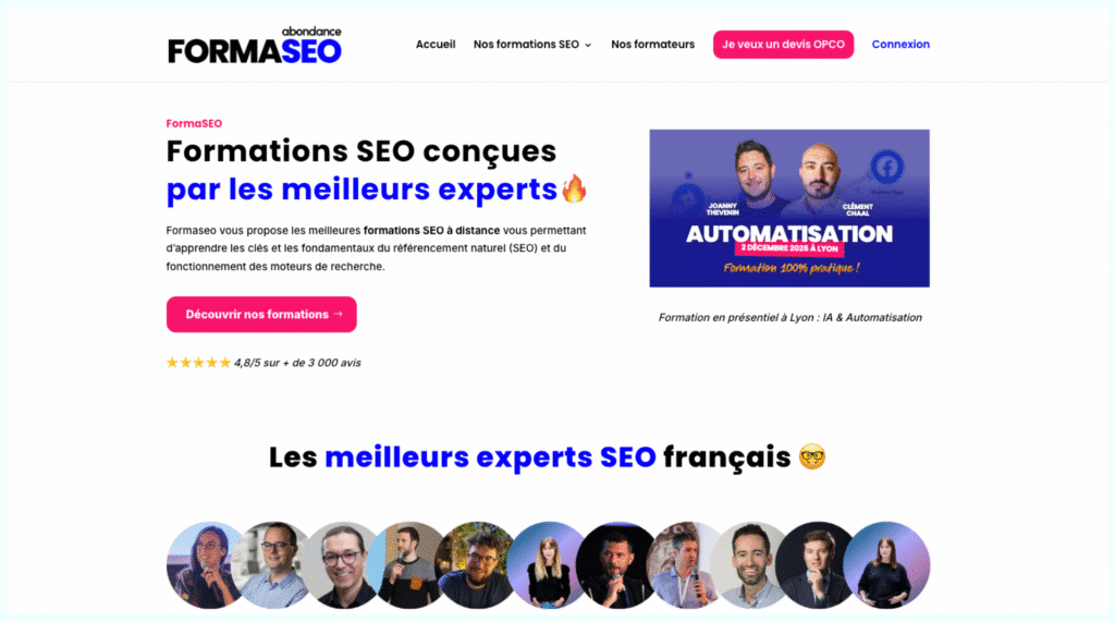 FormaSEO, créée par Olivier Andrieu, est considérée comme la référence technique en France