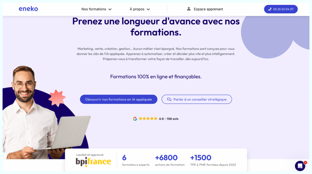 Eneko – Une formation en marketing digital éligible au CPF pour développer vos compétences, maîtriser les leviers web et booster vos résultats professionnels.