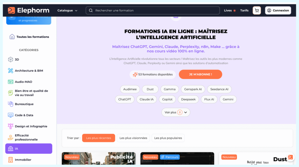 Les Top 7 des meilleures formations IA en 2025